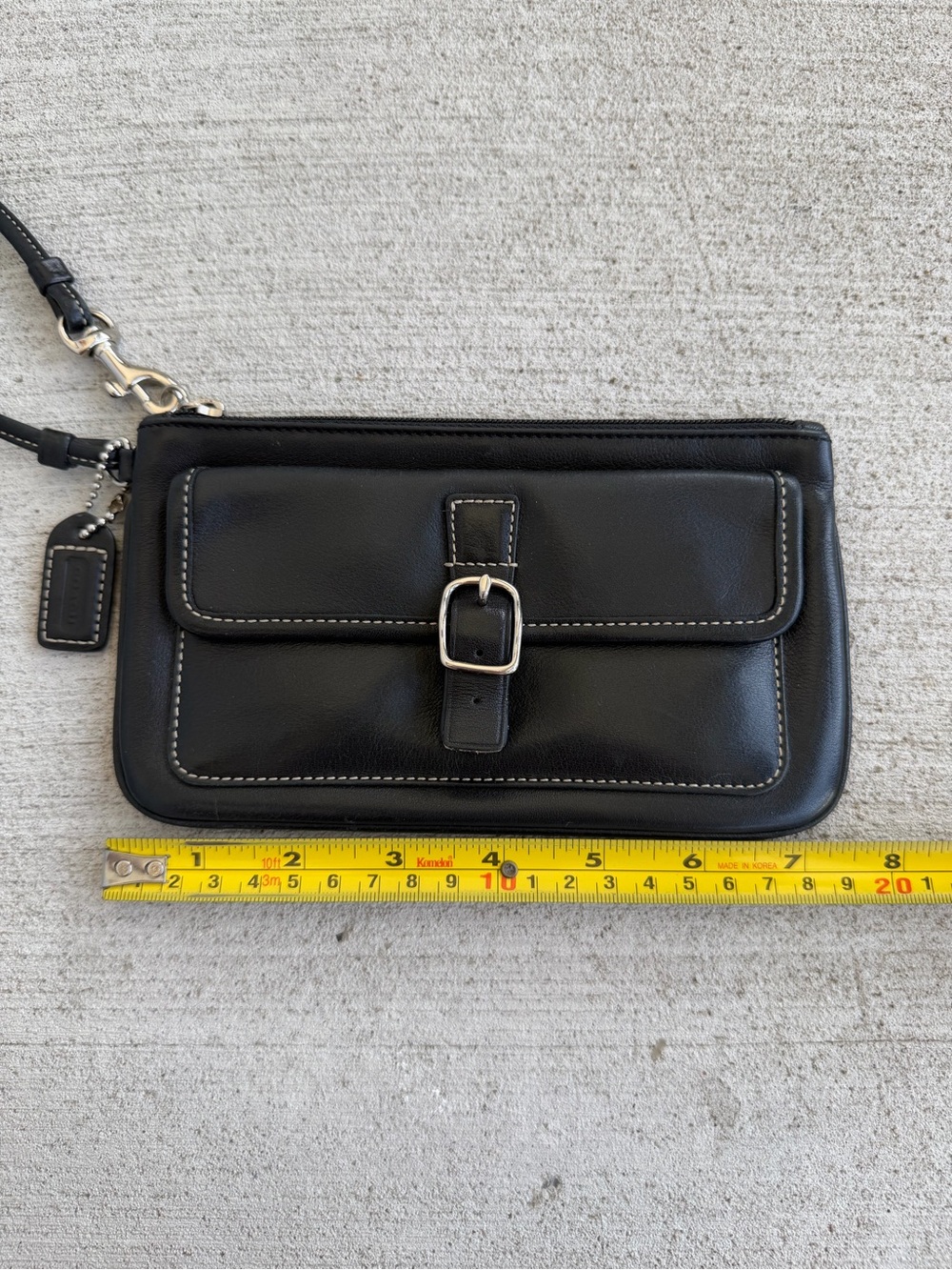 Vintage Coach Black Leather Buckle Wristlet Baguette Y2K Mini Purse 7” Shoulder - Picture 7 of 10